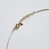 Close-up of the necklace clasp and extension chain showing polished finish and fine link structure