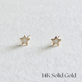 14K White Tiny Star Studs