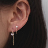 Star Chian Drop 14K Solid Gold Earrings