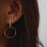Bar With Hollow Circle Drop Earrings