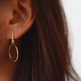 Bar With Hollow Circle Drop Earrings