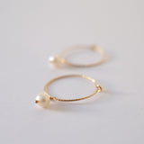 Gold Filled Aster Hoops With Pearl