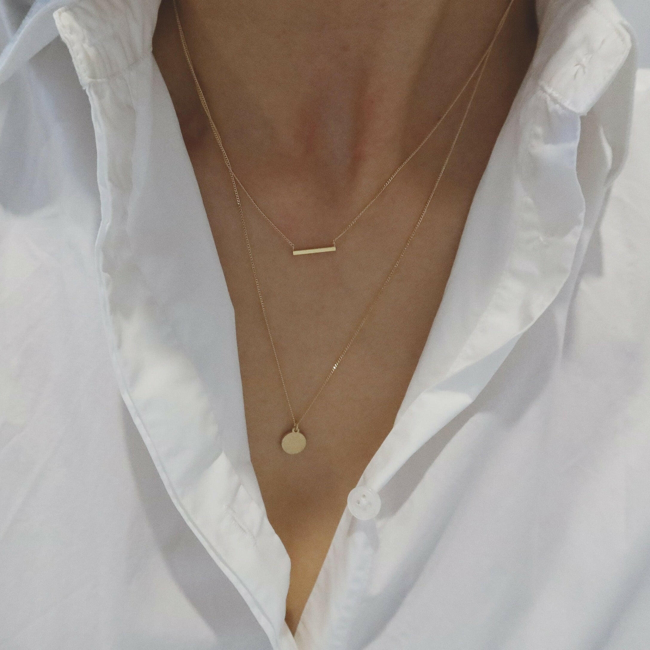 Layered Bar Disc Necklace - Main Image