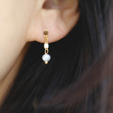 Dainty Pearl With Oval Chain Earrings
